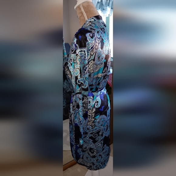 Apt. 9 ~ Satin Paisley Lace-Trim Wrap Robe in Blue & Purple (XS, NWOT) - Picture 6 of 11